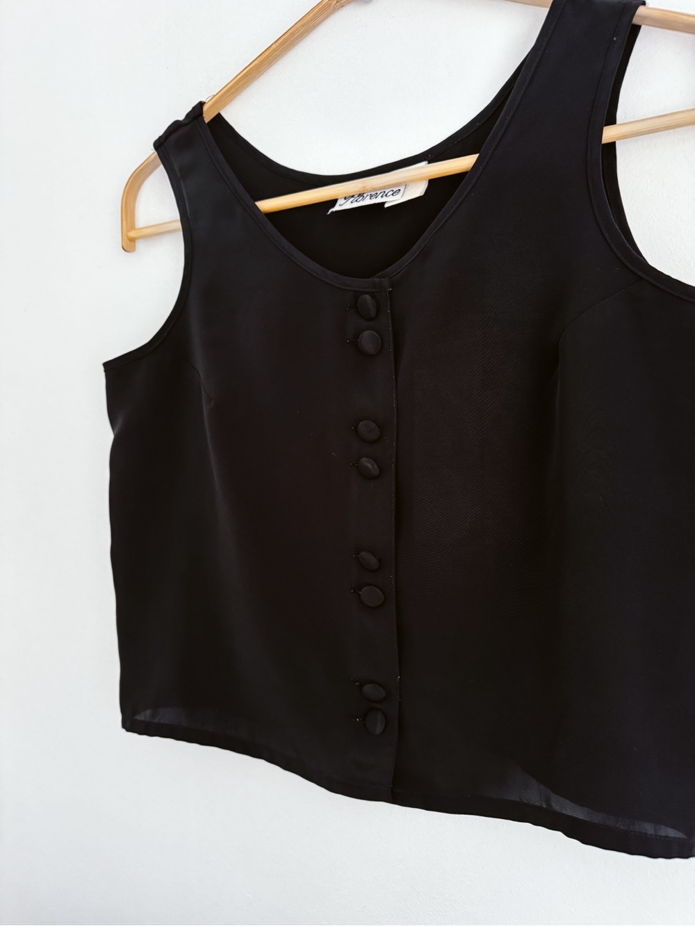 VINTAGE Florence Silk Button-Front Sleeveless Blouse Black - Size 4 / Small